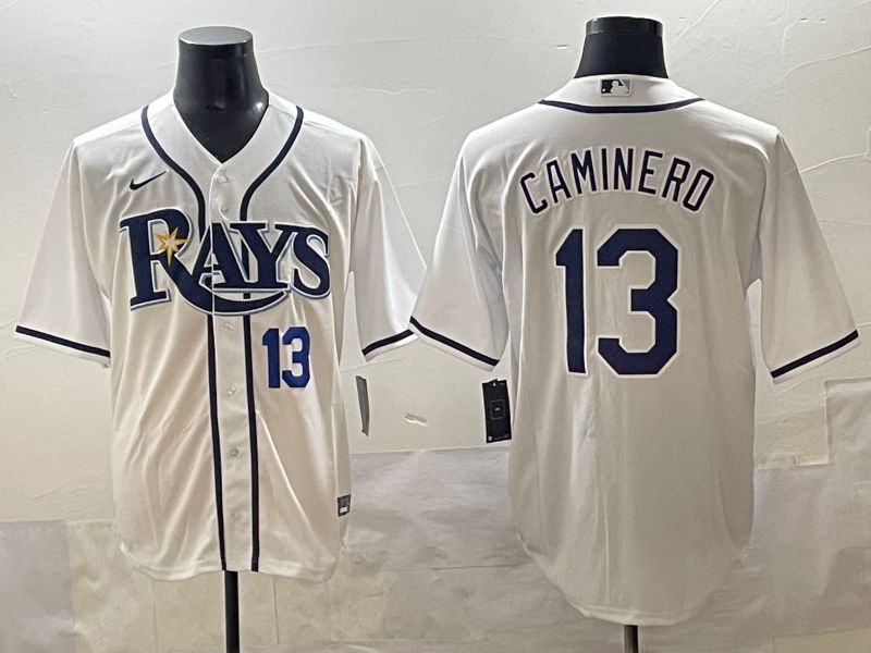 Men 2025 Tampa Bay Rays #13 Caminero White Game Nike MLB Jersey style 4